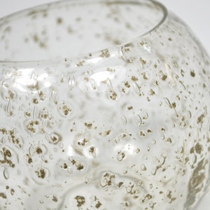 Spherical glass vase with textures Transparent round vase and bubbles Original Vintage 80s image 3