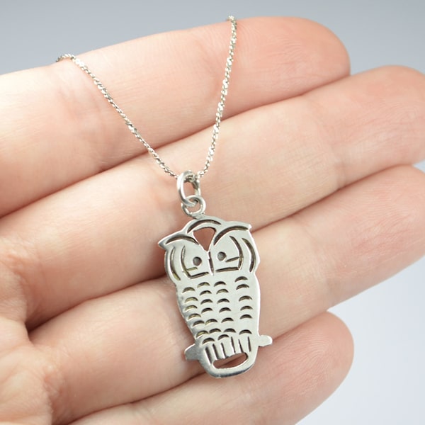 Silver chain and pendant | Owl necklace in sterling silver | 925 Silver Necklace | Vintage