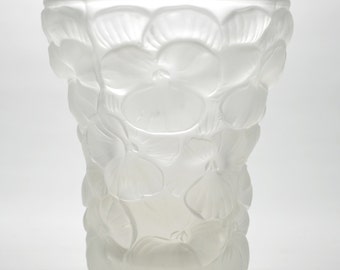 Barolac glass vase by Josef Inwald | Czech vase with Viola floral motif | Vintage 30s glass vase