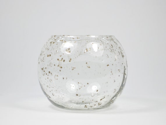 glazen vaas met texturen Transparante ronde vaas - Etsy België