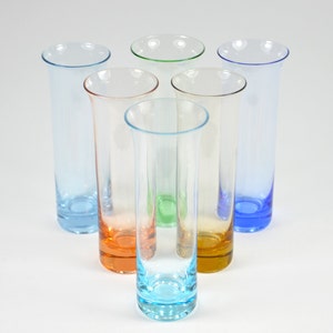 6 Small Colored Glass Glasses | Shot Glasses | Liquor or Alcohol Shots | Vintage