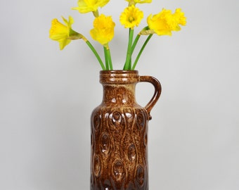 W. Germany 488 26 Glazed Ceramic Vase | Brown and Beige Flower Vase | Original Vintage