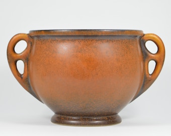 Planter or Pot JLK Ceramic with handles German Brown Orange Vintage 70