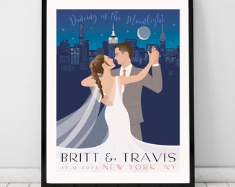 Wedding Dance Poster, customized couple, custom city Venue, personalized bride and groom, Anniversary gift, custom wedding gift