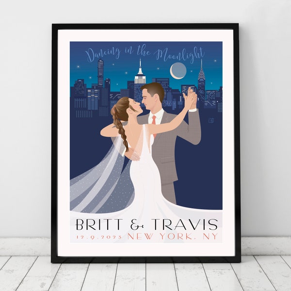 Wedding Dance Poster, customized couple, custom city Venue, personalized bride and groom, Anniversary gift, custom wedding gift