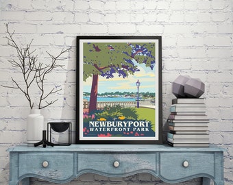 Newburyport Waterfront Park Optional Custom Wedding Leslie McGrath Custom Art Giclee Print Newburyport, Massachusetts