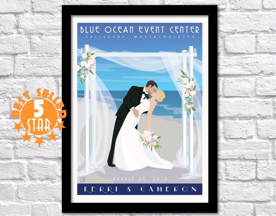 Personalized Wedding On The Beach Poster Personalized Bride And Groom Military Couple Select A Couple Wedding Gift Anniversary Gift