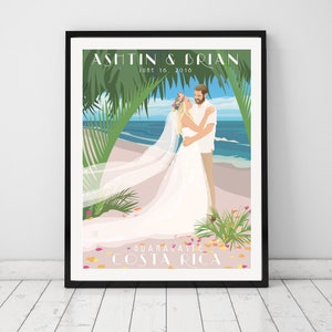 Tropical daylight, personalized wedding gift, destination wedding, custom bride and groom, Anniversary Gift, Guest Book Alternative