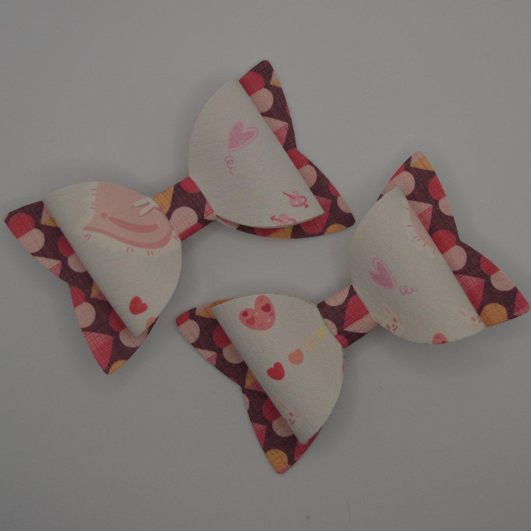 Set of 2 Bows W/barette Clips Valentines Day Pigtails Cute Boutique ...