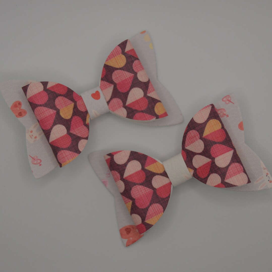 Set of 2 Bows W/barette Clips Valentines Day Pigtails Cute Boutique ...