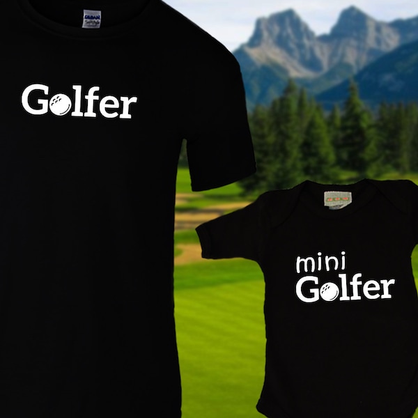 Matching Golf Shirts for dad and baby, golfer and Mini Golfer, Dad & Baby Matching Shirts, Tshirt and jumper for Dad and Baby, Father's Day