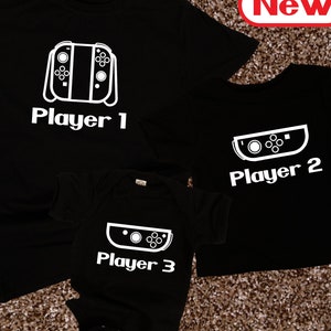 Video Game Controller Family Matching Shirts 3 shirts, Player 1, 2, 3, Nintendo Playstation Xbox or PC gamer Father's Day Gift image 2