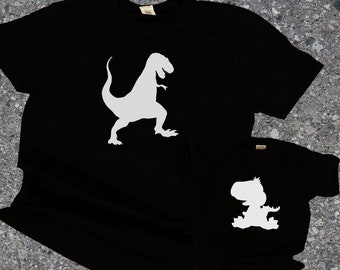 T-shirts assortis papa et bébé dinosaure - T-rex et dinosaure papa et bébé assortis, t-shirt et pull pour papa et bébé, tout-petit ou nouveau-né