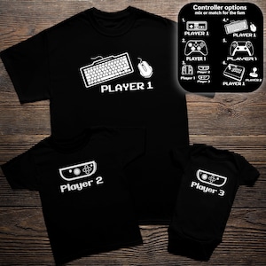 Gamer Family Matching Shirts, Video Game Controller, Father's Day Gift (3 Shirts)