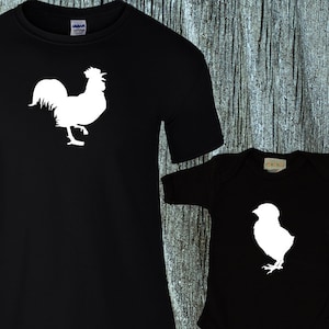 Rooster & Chick Matching Shirts: Dad and Baby Set