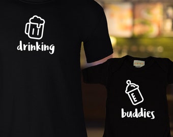 Drinking Buddies Matching Family Shirt Set, Dad & Baby Matching Shirts, Beer and Baby Bottle shirts, Fathers Day, Newborn or Christmas gift