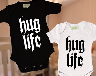 Cute Funny Hug Life Baby One Piece Romper Toddler Shirt Hip Hop Rap