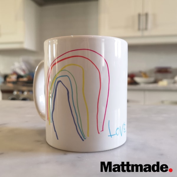 Child's Artwork Coffee Mug: Personalized Drawing Gift, 11oz