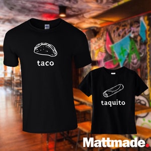 Matching Taco and Taquito dad and baby shirts, Mexican Food T-shirt and jumper for Dad and Baby, gift for new family, Fathers day gift image 2