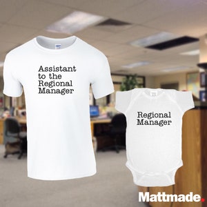 The Office Regional Manager, Assistant to the Regional Manager Dad & Baby Matching Shirts, The Office family shirts. New family gift