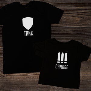 Overwatch Tank Support or Damage Family Matching Shirts, Matching Dad Mom and Baby, Gift for Gamer Dad or Mom, Family Christmas Gift