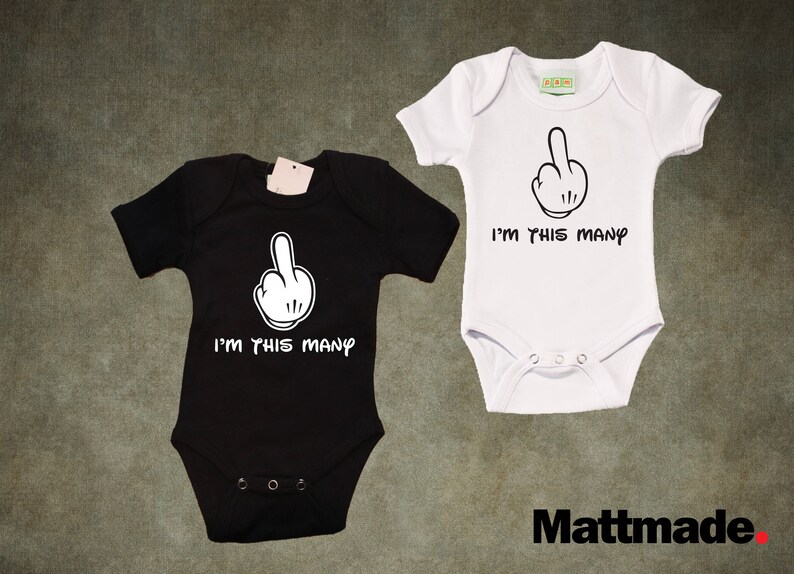 Middle Finger/ First Birthday Baby Jumper / Funny Cartoon Middle Finger Shirt or Jumper / Birthday image 2