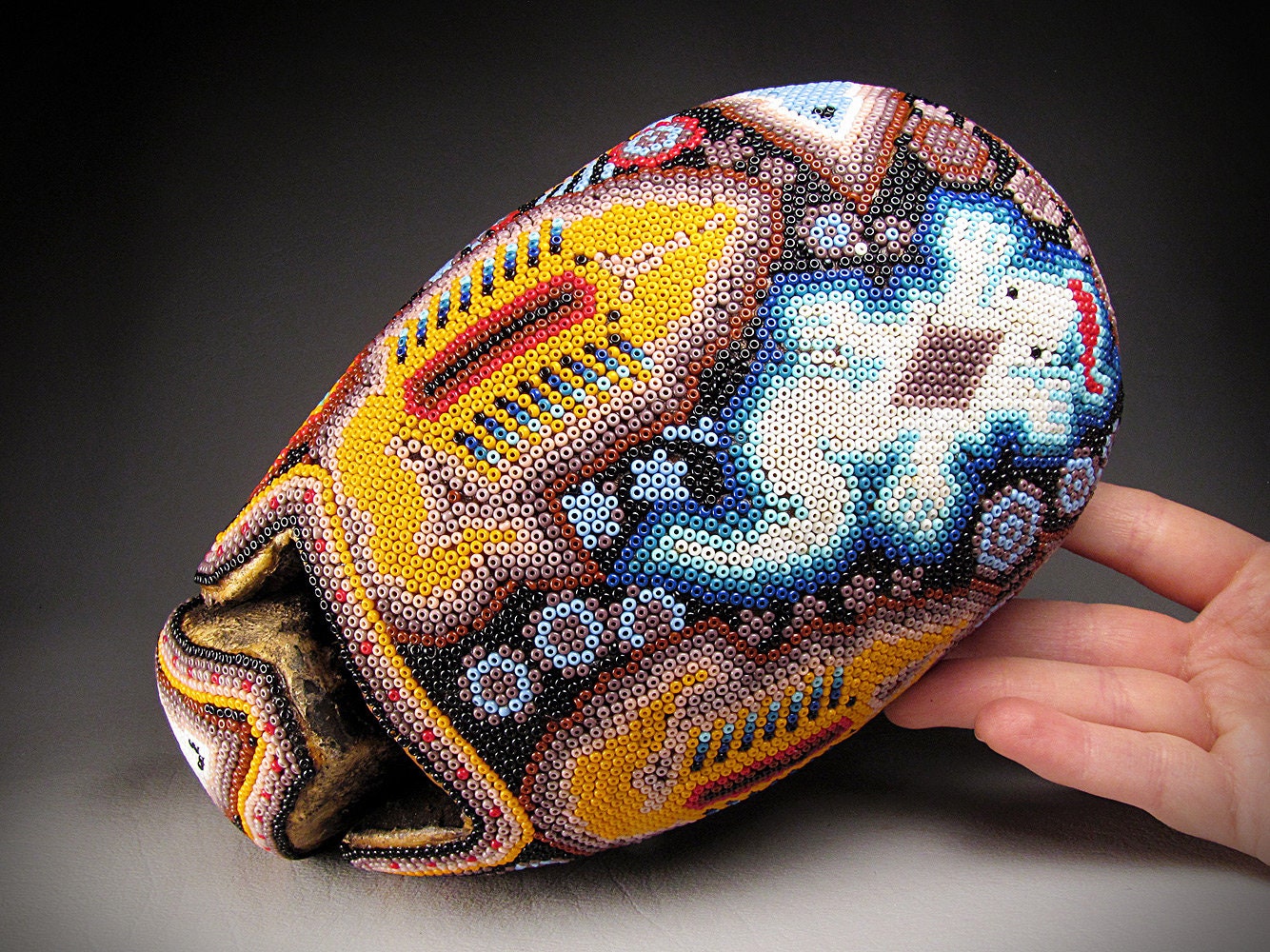 Huichol Bead Art Skull Mexico Etsy