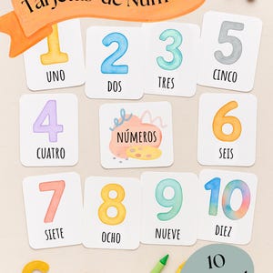 SPAANSE cijferkaarten | Meer informatie over Imprimir | Aprendizaje para Niños y Preescolares | Instantaan downloaden:
