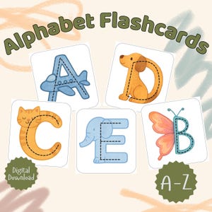 Schede didattiche per l'apprendimento dell'alfabeto dalla A alla Z / Schede didattiche per il riconoscimento delle lettere per bambini in età prescolare / Simpatico alfabeto acquerellato per bambini