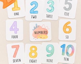 Number Flashcards | Printable Colored Number Cards | Learning for Toddlers and Preschoolers | Instant Download