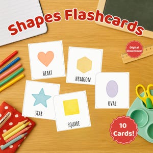 Printable Shape Flashcards for Toddlers | Toddler Homeschool Materials  | Educational Digital Download | Preschool Learning Cards