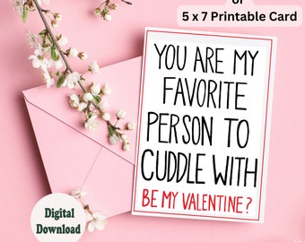 Printable Cuddle Valentine Card | Digital Download  4x6 and 5x7