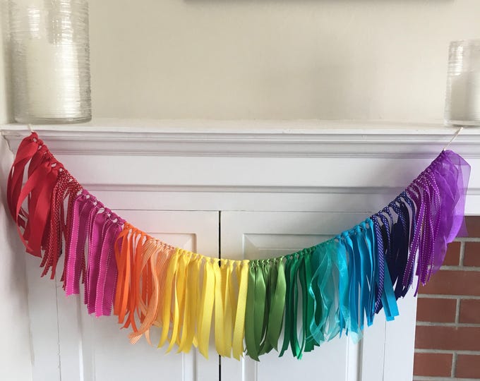 Rainbow Ribbon Garland // Ribbon Banner // St Patrick's Etsy