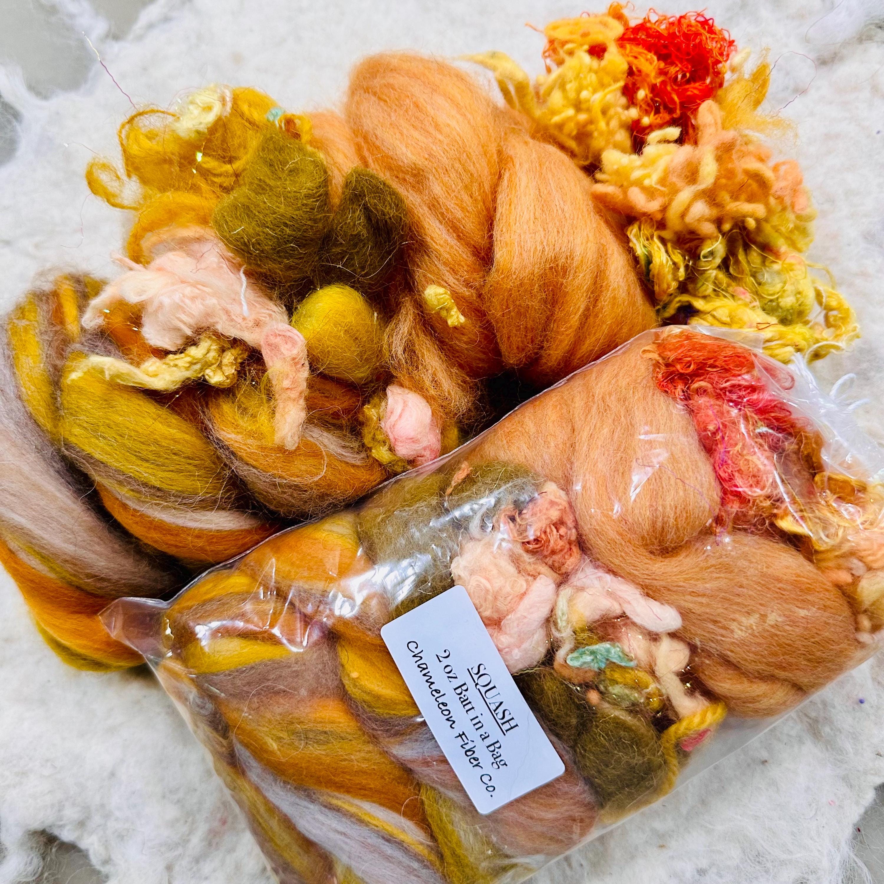 FELTING Kit Art Batt Kit, SQUASH Autumn Mustard Gold Textural Bundle ...