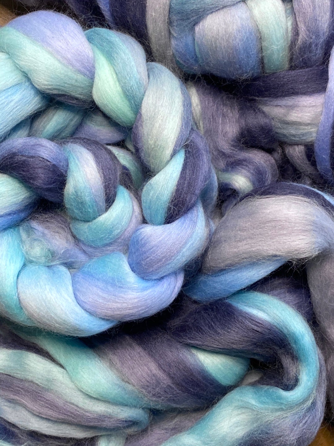 WOOL ROVING Sky, 19 Micron Hand Painted Merino Roving, Sky Water Roving ...