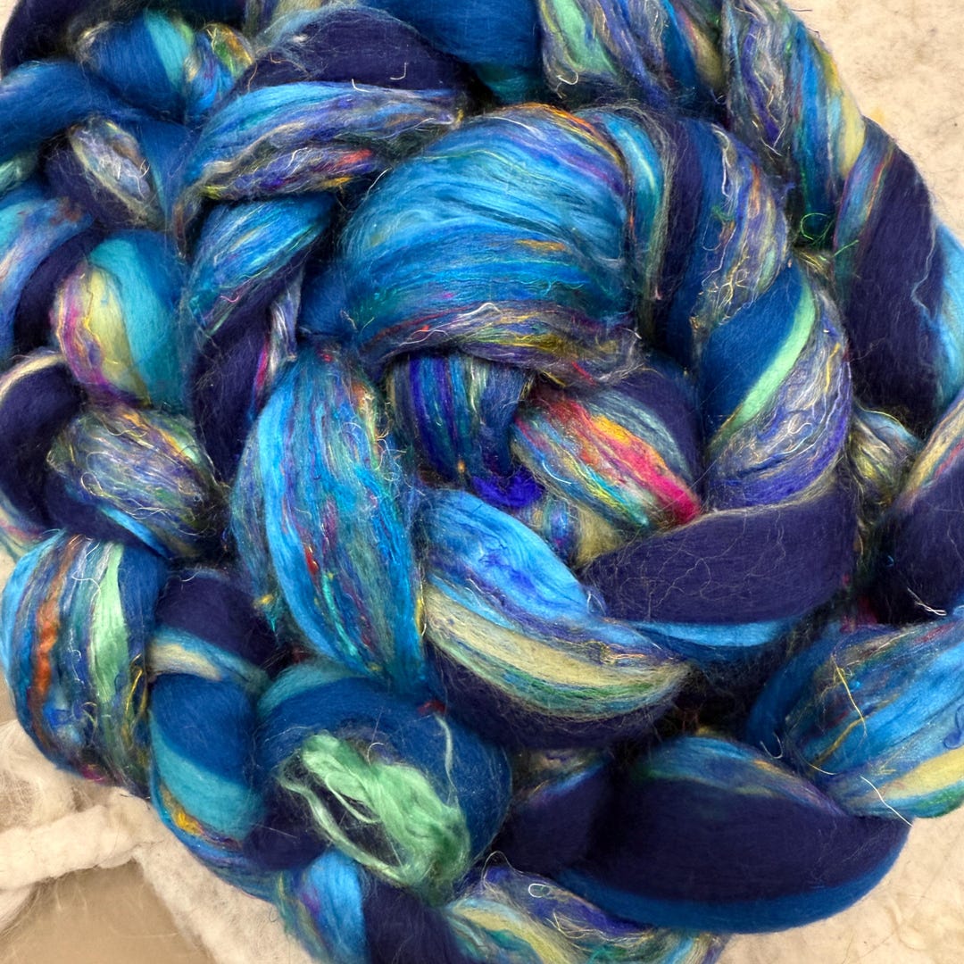 CLEARANCE ROVING Celestial Blue Yellow Roving,merino Silk Roving for ...