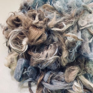 WOOL BITS Barnwood, wet felting wool scraps, Hand dyed weathered gray wool, art batt art yarn fiber, spinning wool, Carding texture