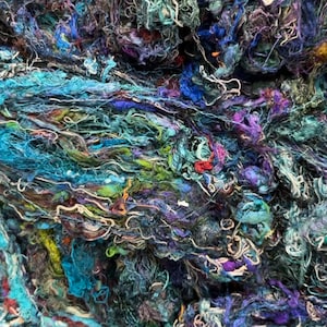 CHAOTIC SILK, Dragonfly silk waste scraps,Mermaid Art batt texture threads,yarn string scraps,needle wet felting silk fiber,art yarn fiber