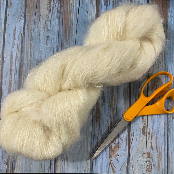 Mohair Loop yarn,DK weight White mohair Boucle,natural undyed yarn 100g