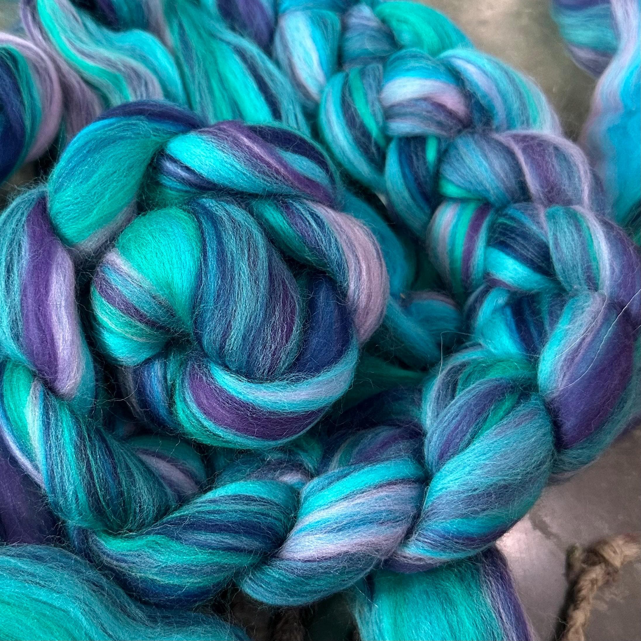 Blue Roving WOOL ROVING Blue Canoe, Turquoise Purple Lavender Merino Roving, Combed ...