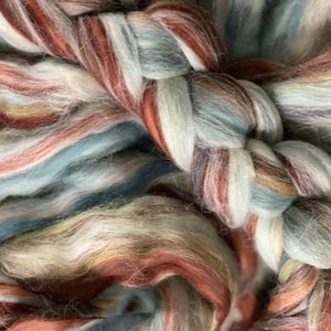 ROVING, Outlander, 19 micron weaving roving,Natural brown sky blue rust sienna sage roving,Wet Felting Fiber,spinning wool Roving, BIN 1