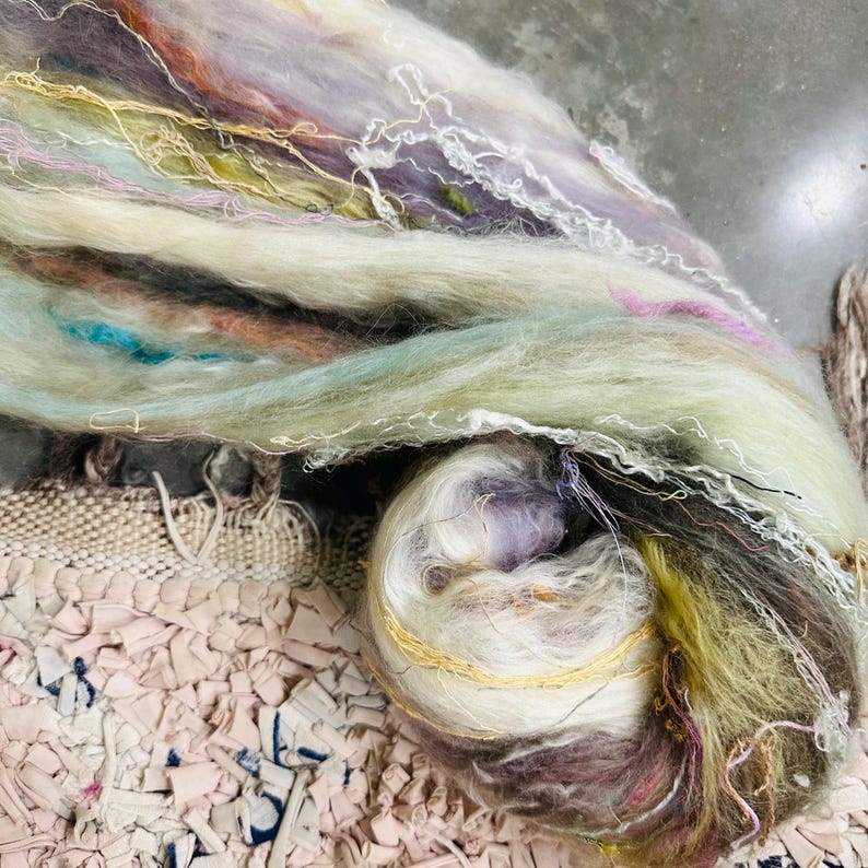 Batt artístico texturizado DIY o opción a medida, Batt Free People, kit de batt artístico, Fibra de hilo artístico, Lana para fieltro húmedo, Hilo de lana y seda, BIG 3 imagen 6