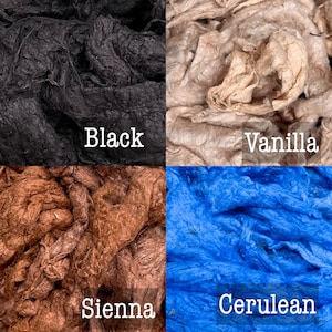 Silk Noils choice of 5 colors noils,Hand Dyed silk, recycled silk waste, felting fiber, Spinning silk, Art Batt carding, Paper making fiber