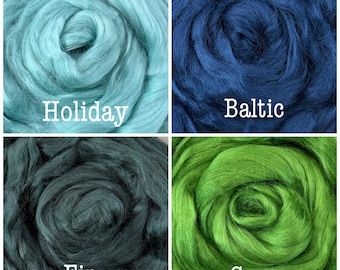 VISCOSE 75 Colors, Dyed Viscose Roving, Vegan Nuno wet felting roving, needle felting spinning combed top