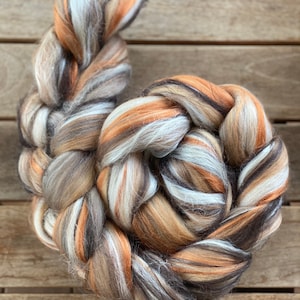 CLEARANCE ROVING Terra, Earth tones Spinning Combed Top, Black rust grey Dyed Roving, 19 micron Merino silk viscose felting fiber, OMGeo