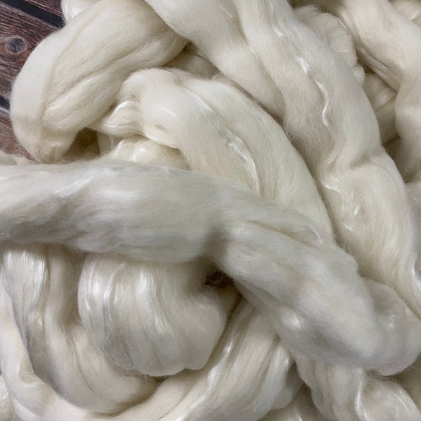 70/30 Merino Mulberry sliver, 18 micron Merino,white Nuno Felting roving,Undyed natural merino silk roving, K-2