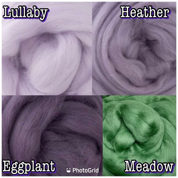 16 Micron Merino,Purple green Nuno Felting Merino,purple green spinning wool,wet needle felting wool fiber,extra fine spinning roving