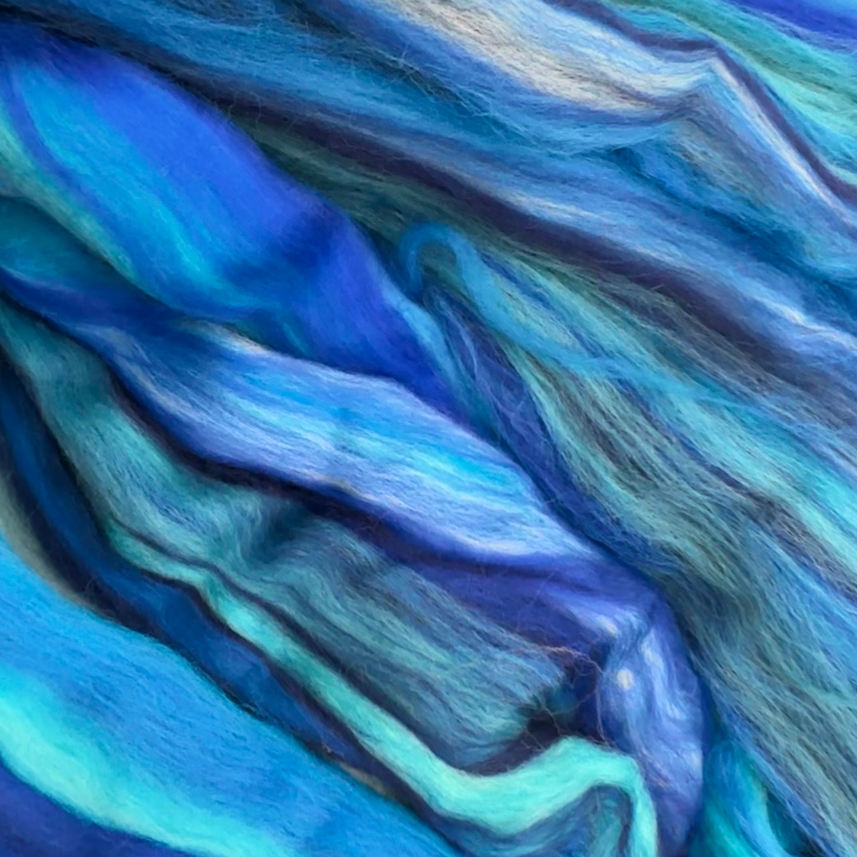 Blue Roving ROVING Caribbean, Shades of Blue Merino Roving, Blue Ombre Roving ...