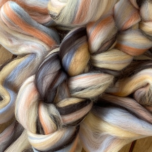 CLEARANCE ROVING, Baby Boho, 19 micron Merino pastel roving with black Tussah,Nuno Felting Roving,Weaving Roving,Spinning Wool, BIG 3