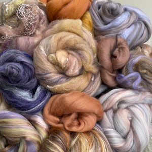 HORIZON FIBER Bundle, Felting Spinning fiber bundle, Felt painting, Landscape mountain carding kit, Art yarn kit, wet Nuno felting kit, H-6